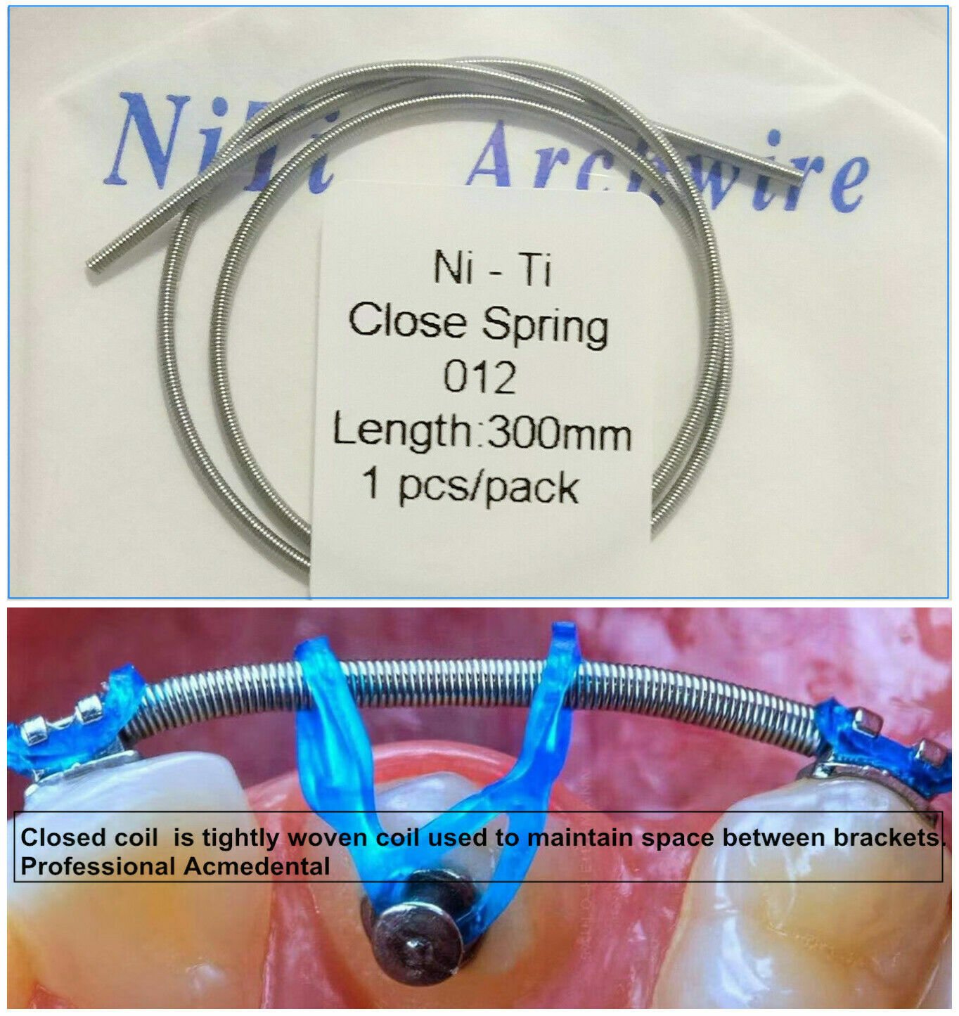 5Pcs Dental NiTi Close Coil Spring Orthodontic 0.012″ 300mm Brackets Archwire