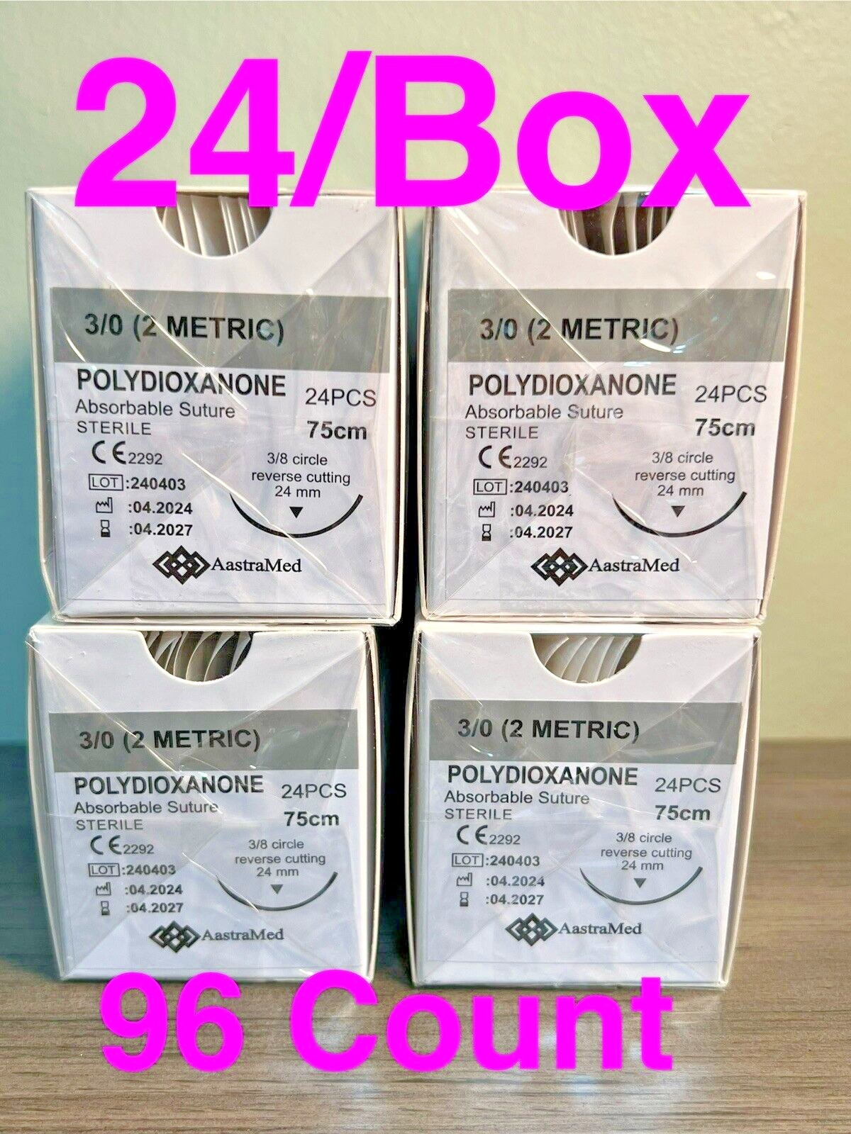 3/0 PDS/PDO 96ct Veterinary Surgical Suture Polydioxanone monofilament Dental