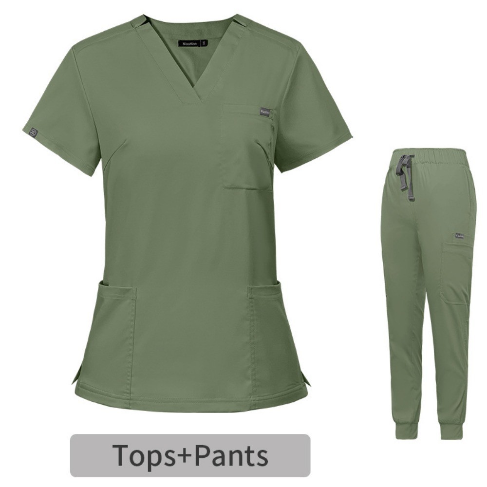Stretch V-Neck Top and Cargo Pant Medical Nurses Uniform Sets for Women and Men