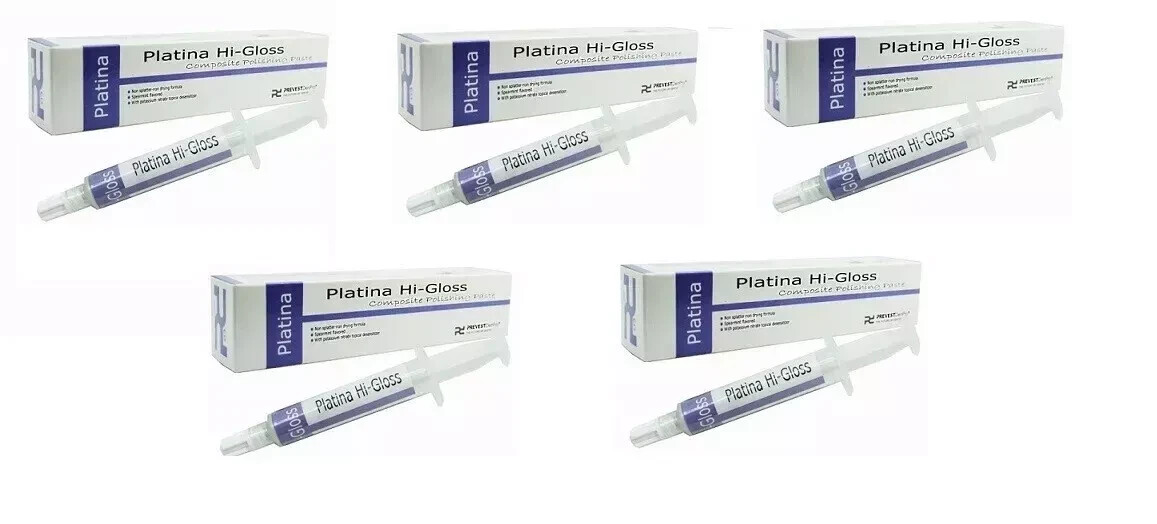 5 x Dental PLATINA HI GLOSS Composite Polishing Paste for restorations 4gm Pack