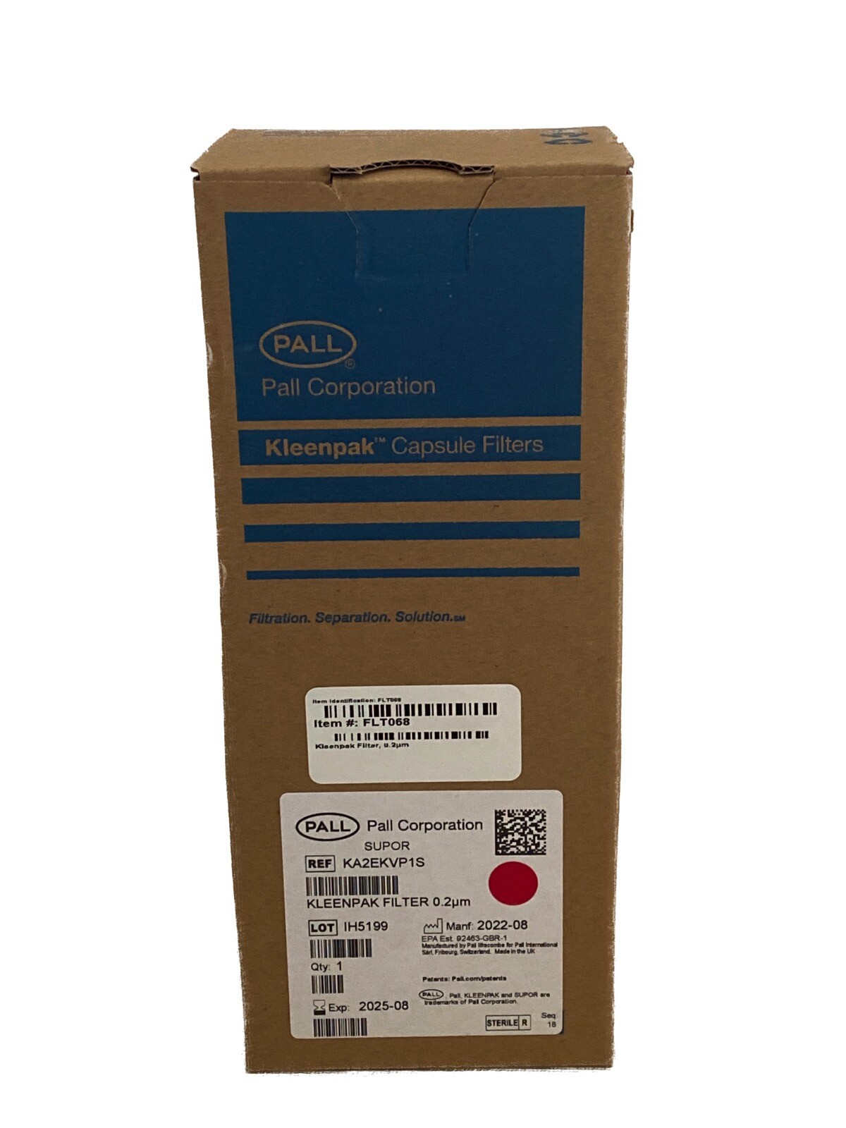 PALL Kleenpak Filter Capsule 0.2um Supor EKV Membrane 750cm2 1-1/2” SF KA2EKVP1S