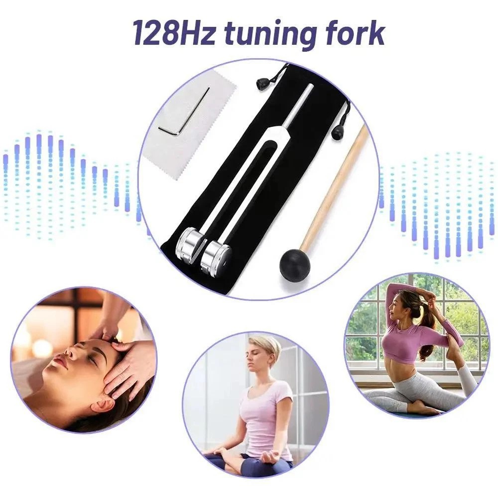 128Hz Musical Tuning Fork with Silicone Hammer Sound Vibration Tool
