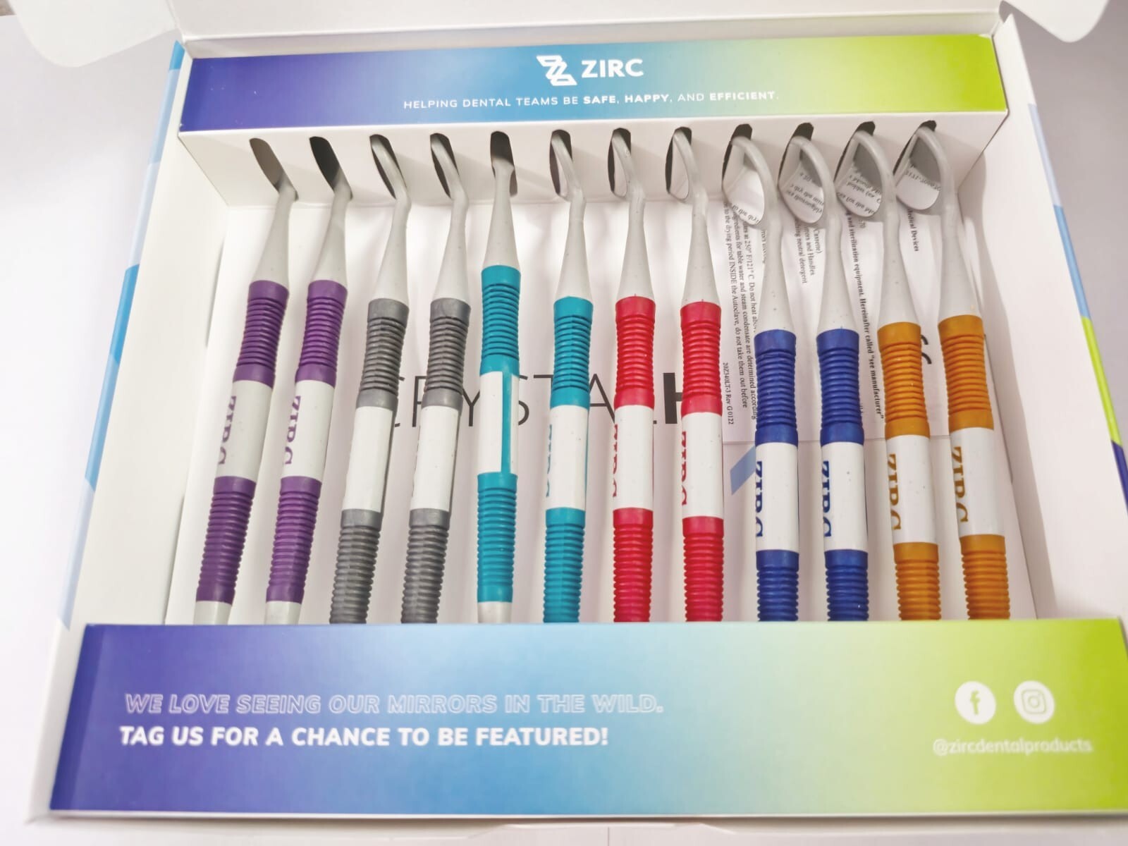 ZIRC Crystal HD# Thin Grip Assorted Mouth Mirror Jewel 12pc USA Made (Free Ship)