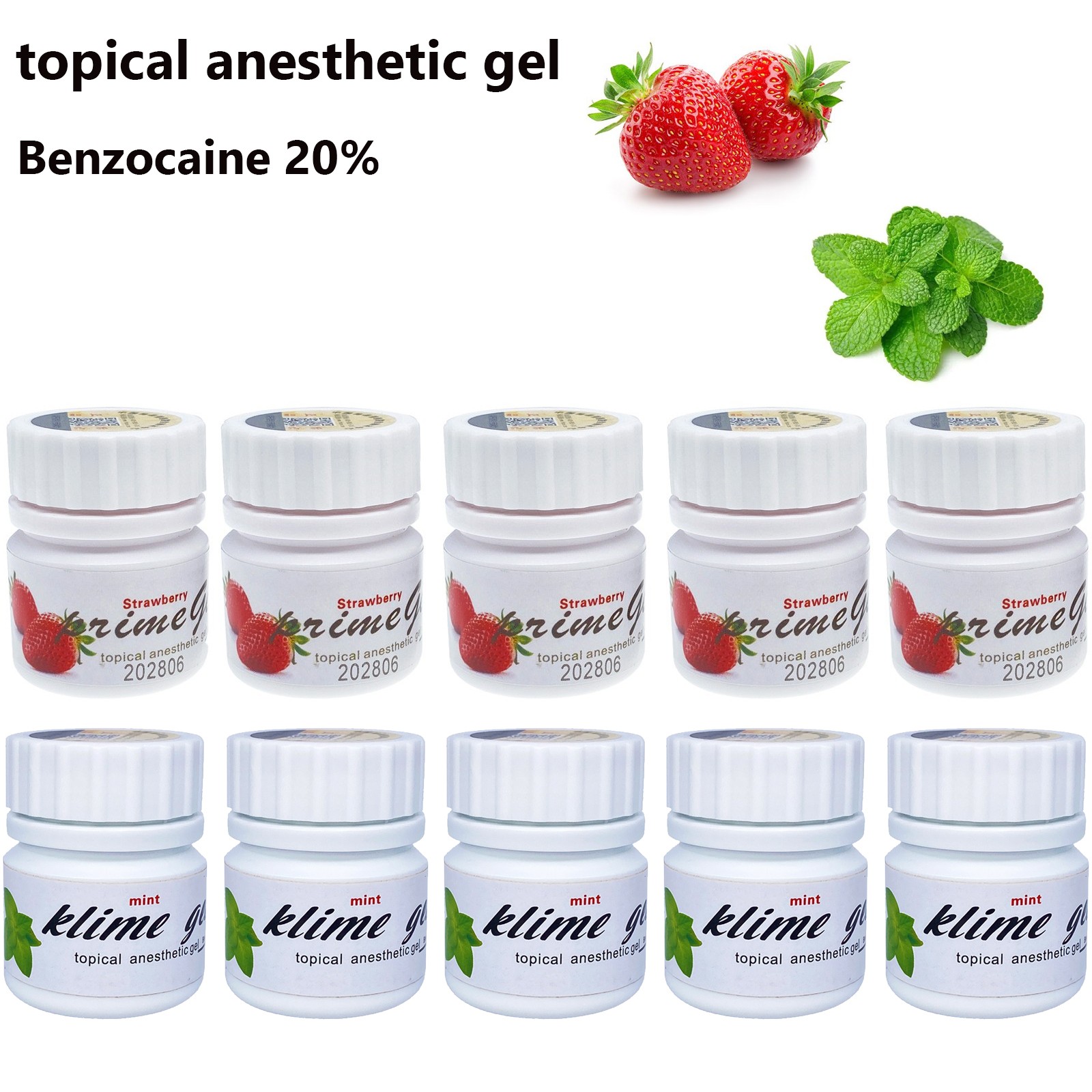 Fresh Dental Topical pain free Gel 20% Benzocaine 1oz Jar , Mint/Strawberry