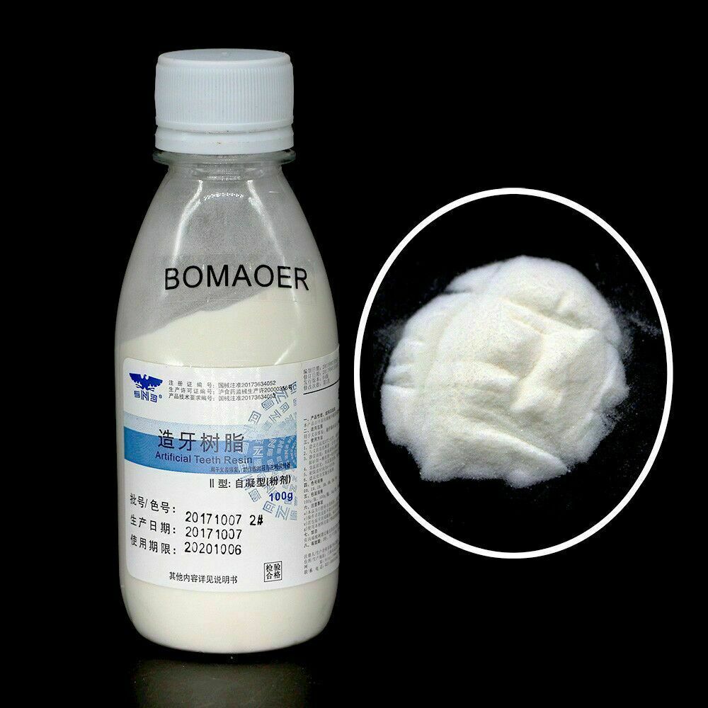 100g/Bottle Dental Self-Cure Denture Base Clear 2# Material Teeth Resin Powder