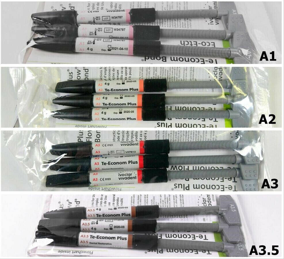3pcs Ivoclar Vivadent Dental Light Cure Composite TE-Econom Plus Resin A1/A2/A3