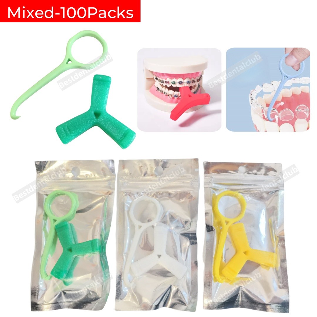 100Pack Dental Chewies Retainer Romover Seater Invisable Clear Aligner Retriever