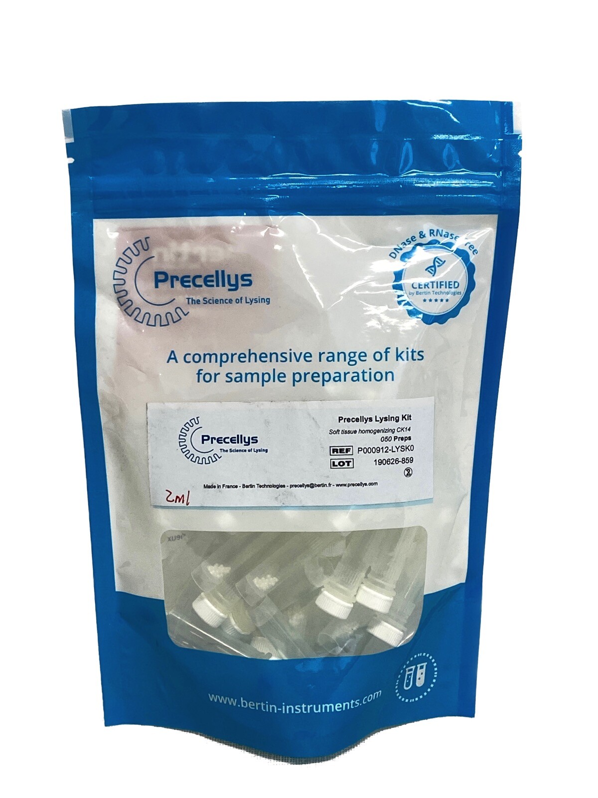 (50/Pk) PRECELLYS CK-14 Lysing Soft Tissue Grinding 50-Prep 2mL Tubes 1.4mm Bead
