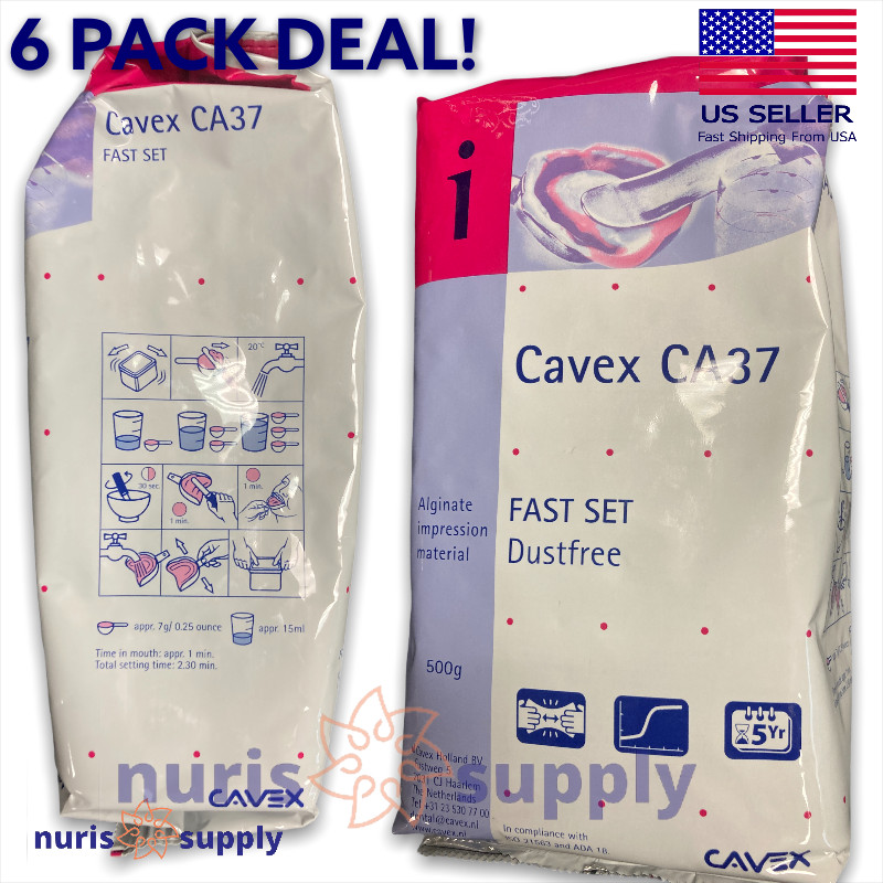6 Pack, Cavex Fast Set Alginate Impression Material Pink Mint Aroma, 6x500gr