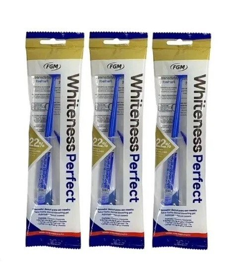 3 x FGM Dental Whiteness Perfect 22% Home Bleach Gel 3g Syringe