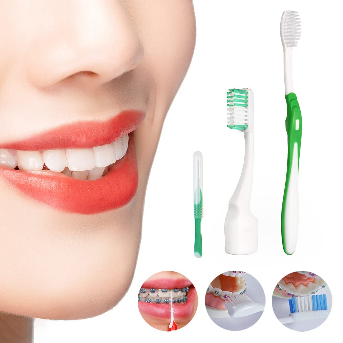Ceonam Braces Cleaning Kit for Teeth, Portable Orthodontic Small, Green