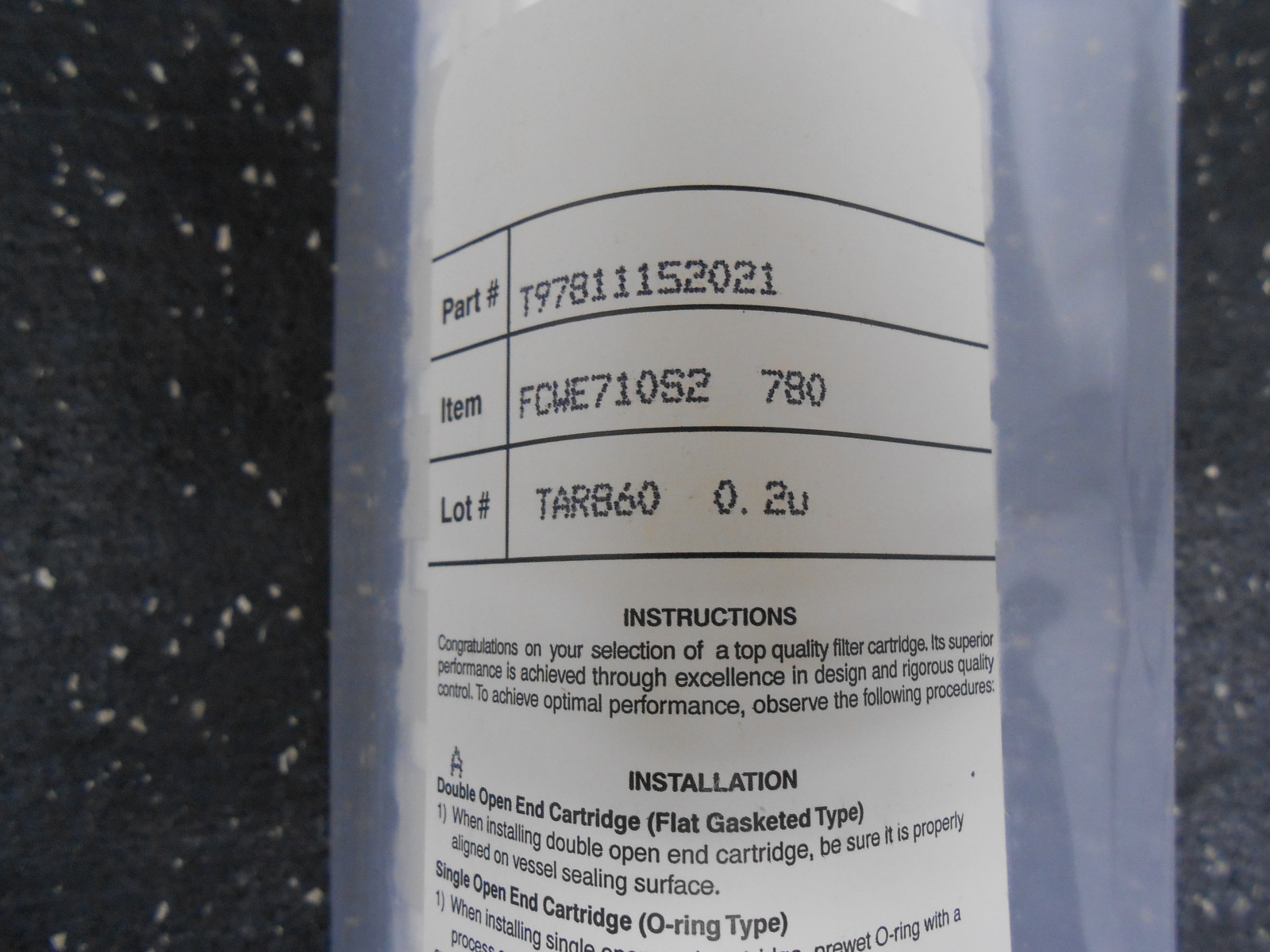 HYDROPHOBIC FILTER FCWEU10S 780 0.2µM