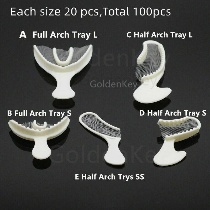 Dental Disposable Impression Bite Registration Tray White Denture Tray 100Pcs
