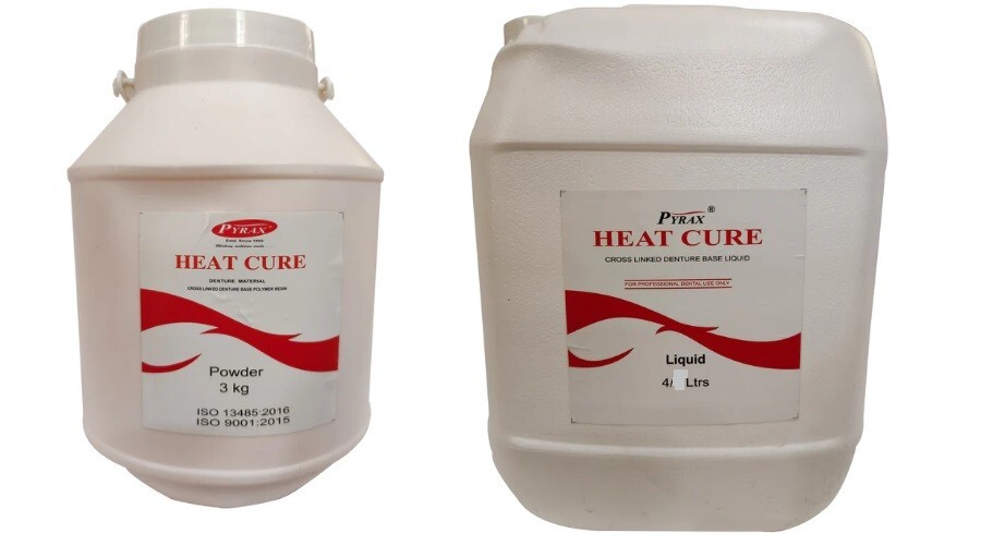 Dental HEAT CURE Acrylic Denture Base Material Set – Powder 3kg / Liquid 4 Litre