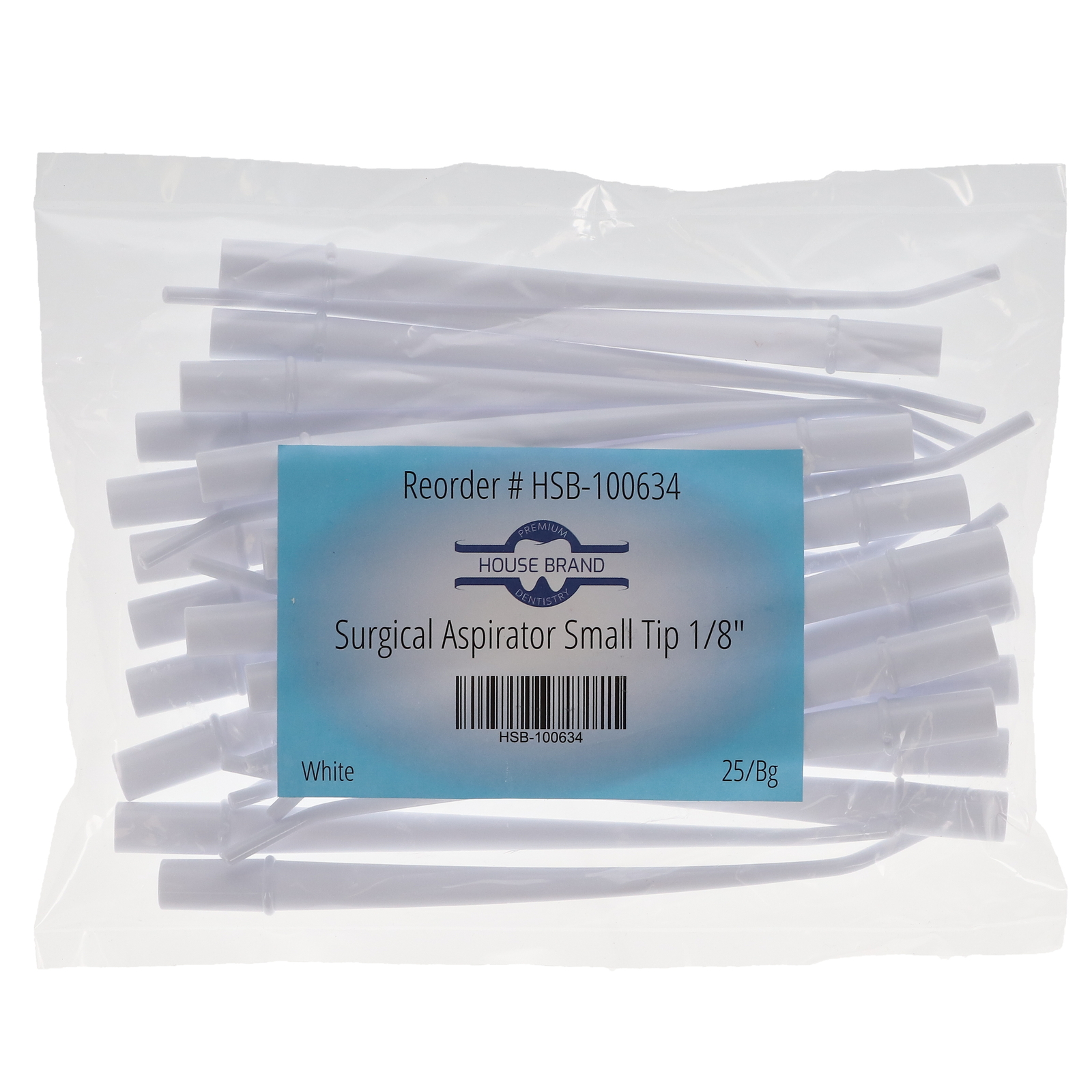 House Brand Dentistry 100634 HSB Surgical Aspirator Tips Small 1/8″ White 25/Pk