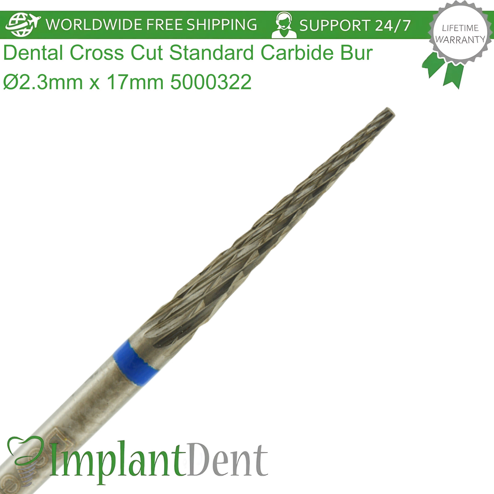 Dental Cross Cut Standard Grit Carbide Ø2.3mm x 17mm Bur 5000322 Dentistry Tool