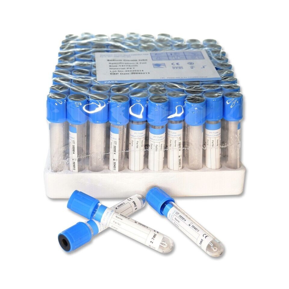VACUUM BLOOD COLLECTION SODIUM CITRATE 3.2% LIGHT BLUE, 13X75MM, 2.7ML EXP 2026