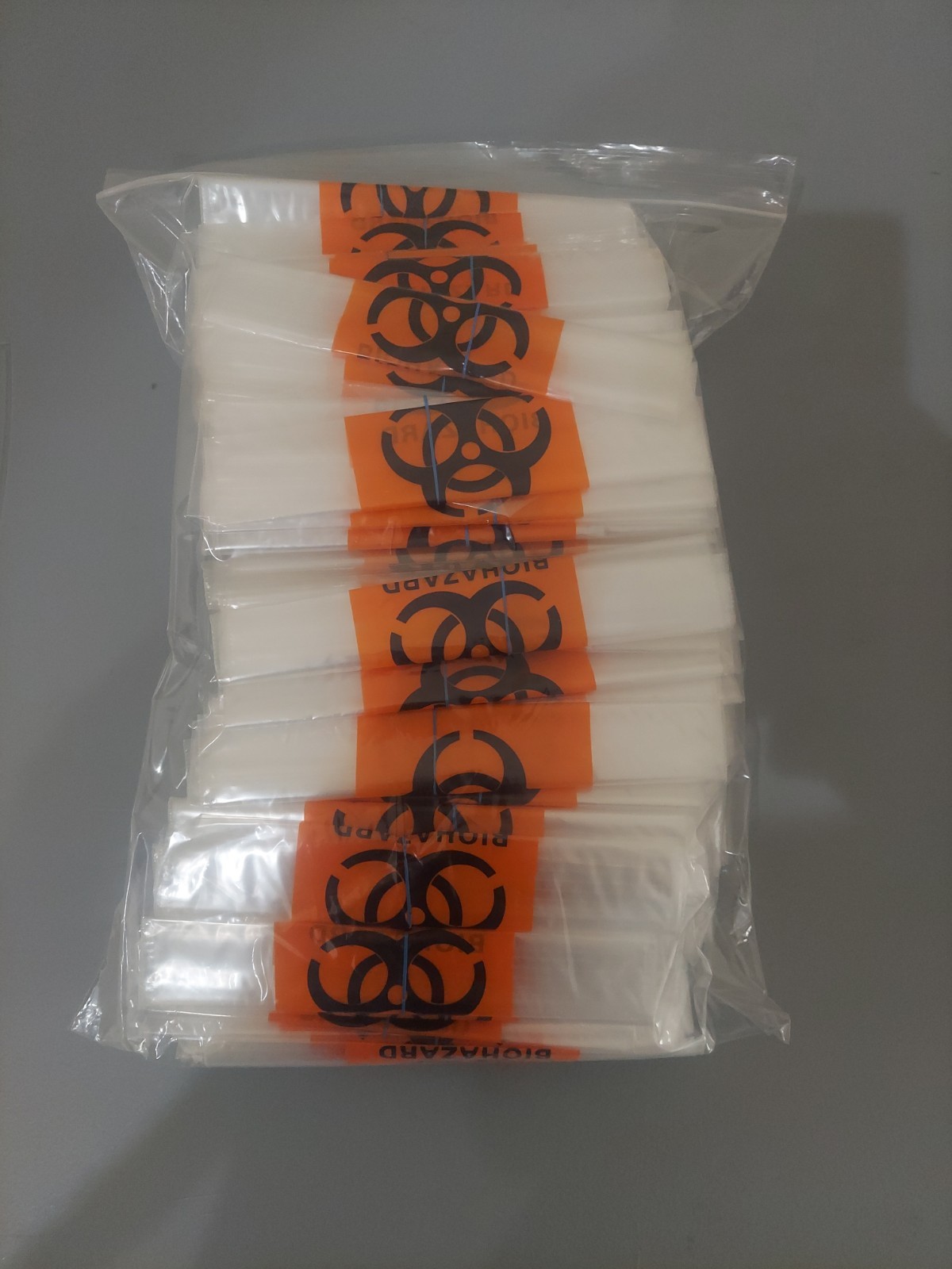 Lot of 157 Biohazard Zip lock Bags Clear Orange Logo Medical Tattoo Waste Supply