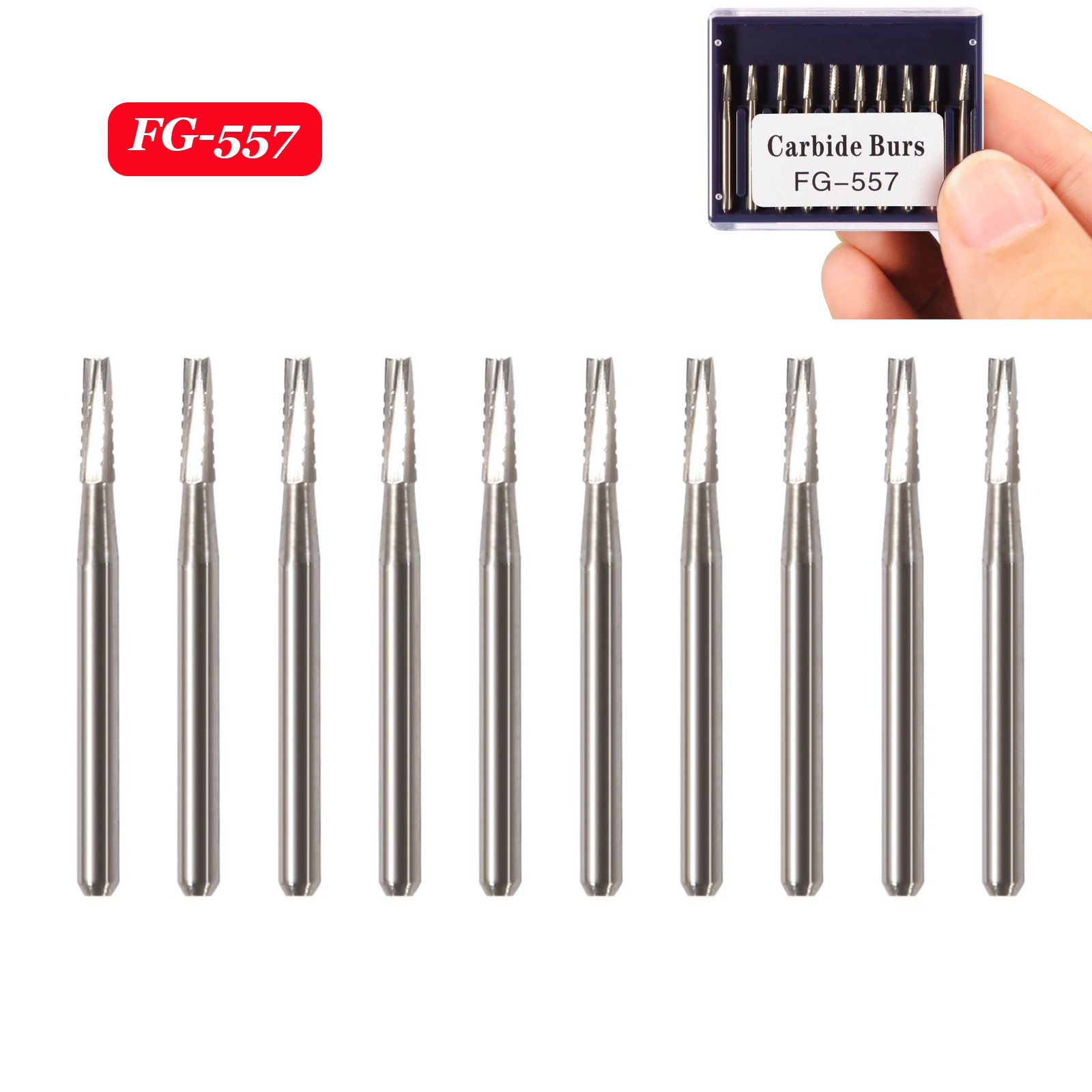 FG 557 Carbide Burs – Friction Grip for High-Speed Handpieces, Midwest Type