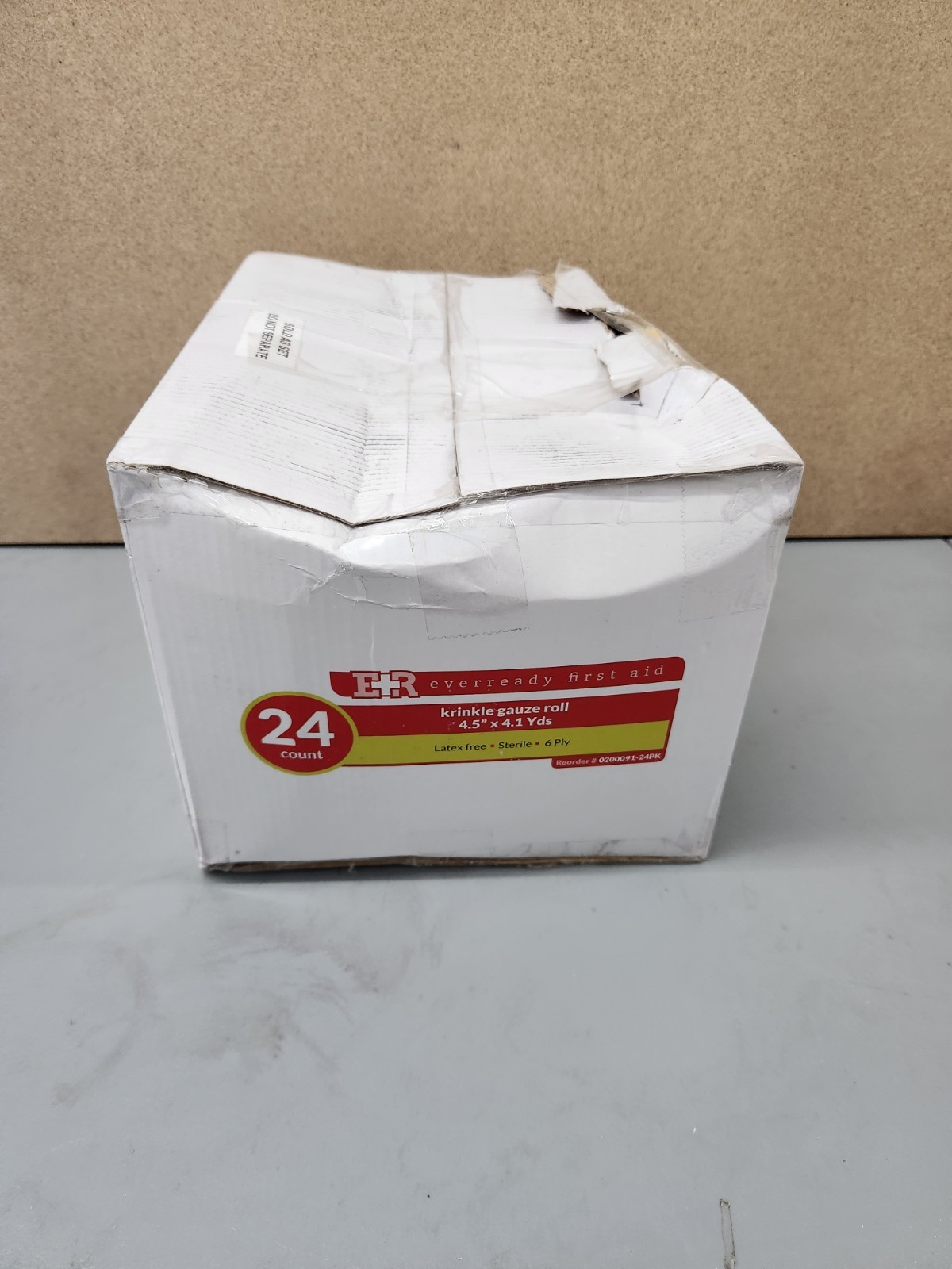 ER Everready 1st Aid Krinkle Gauze Roll 4.5” X 4.1 Yds,24 Count,Latex Free,6 Ply