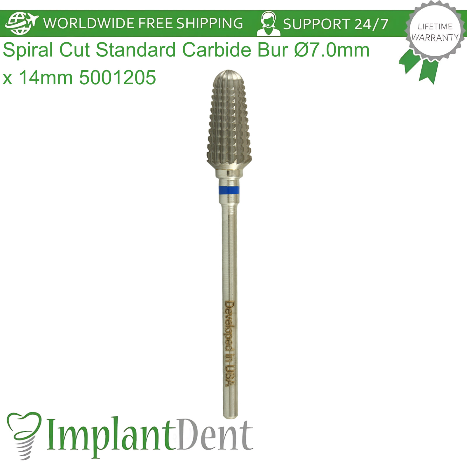 Dental Spiral Cut Standard Carbide Ø7.0mm x 14mm Bur 5001205 Dentistry Tool