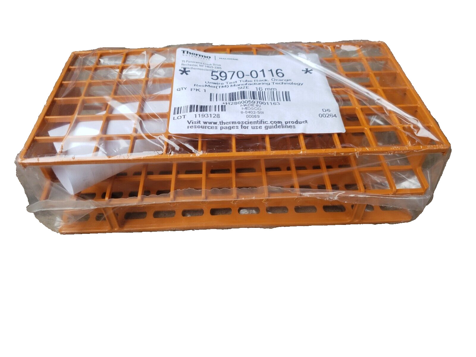 (QTY:1) NALGENE 5970-0116 Unwire Racks of Tubes To Test 16mm Orange