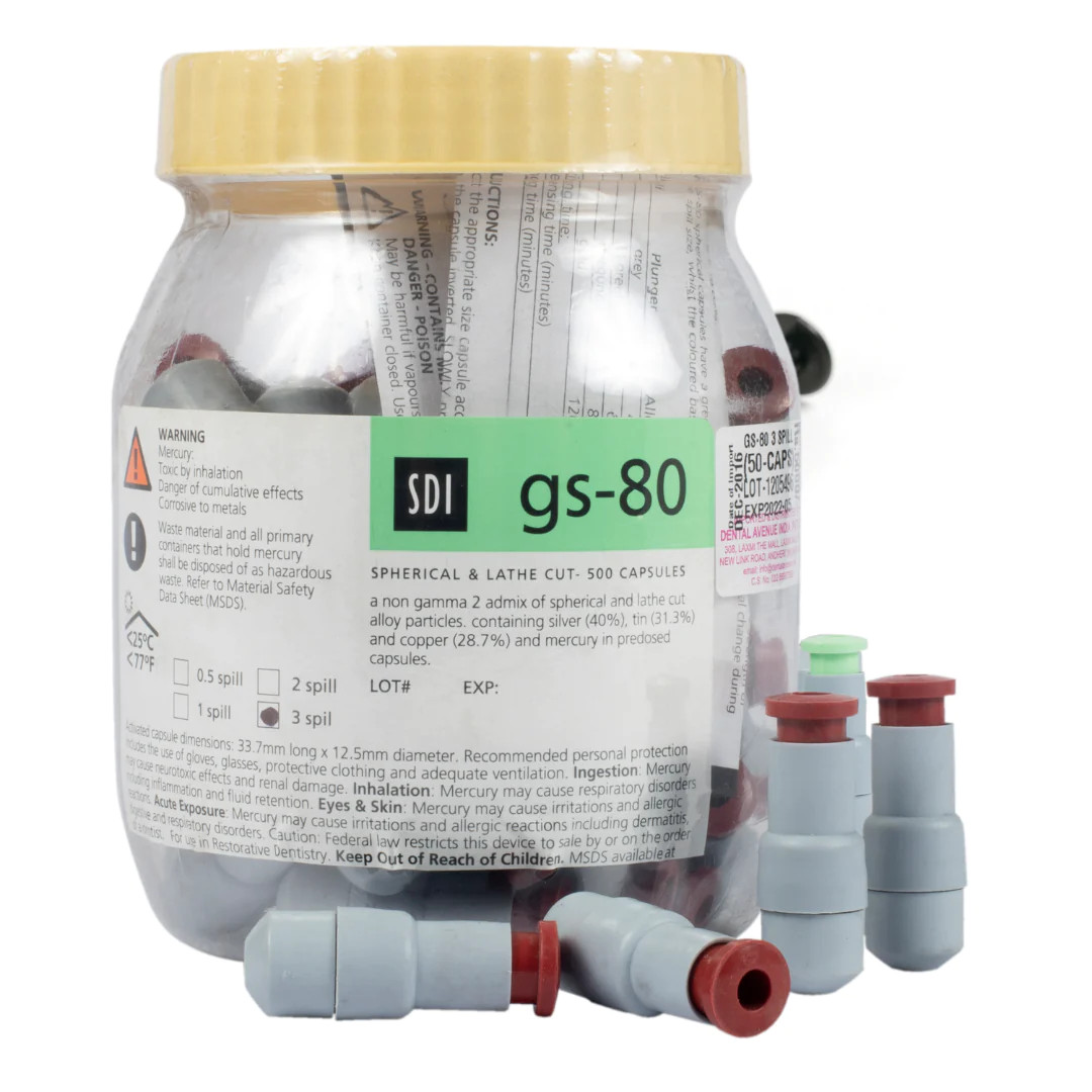SDI GS-80 Amalgam Alloy Regular Set 3 Spill 50 Per Jar Dental Material