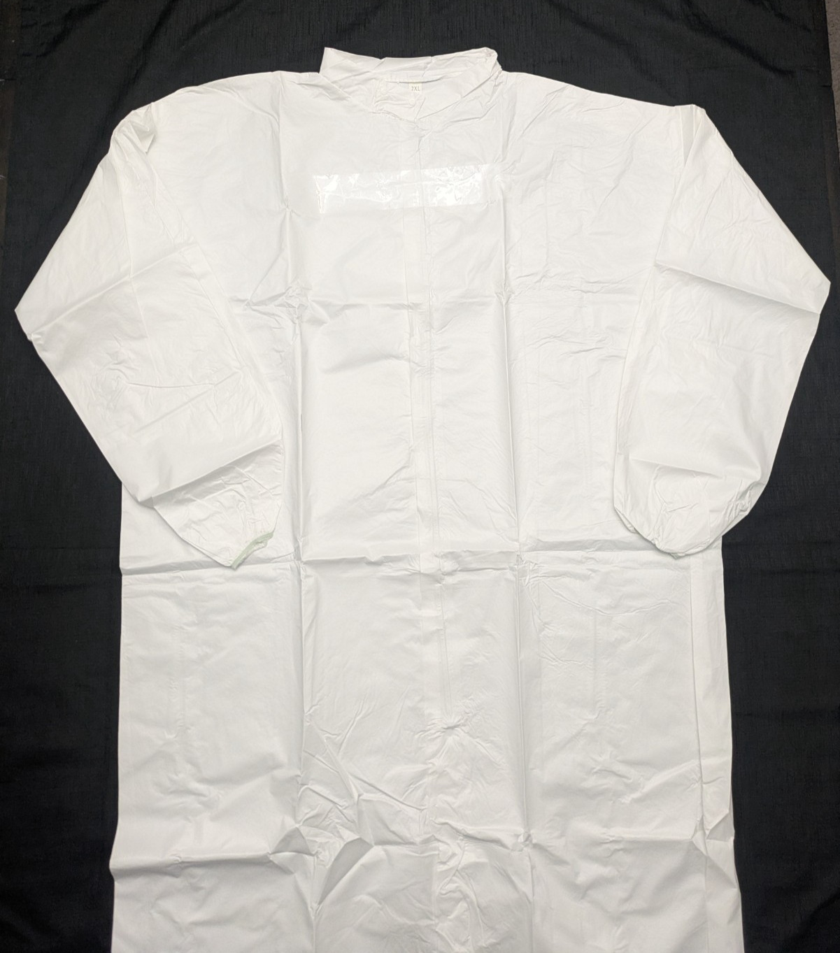 Disposable Protective Frock 2XL White Zip Front Long Sleeve Elastic Cuffs 29pc