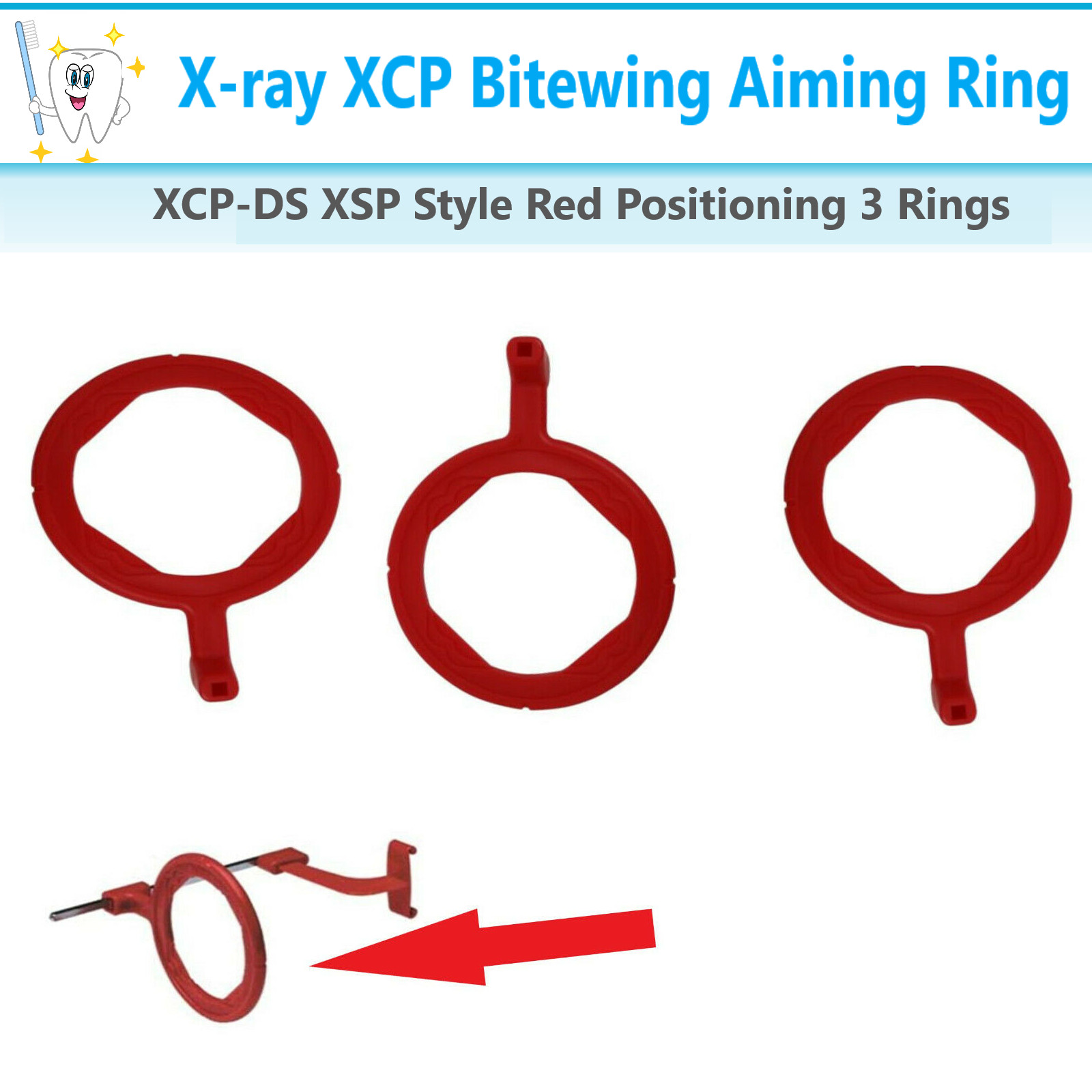 Dental X-Ray XCP DS Rinn XCP/BAI Aiming Ring Post Bitewing (Red) Rings – 3/Pk