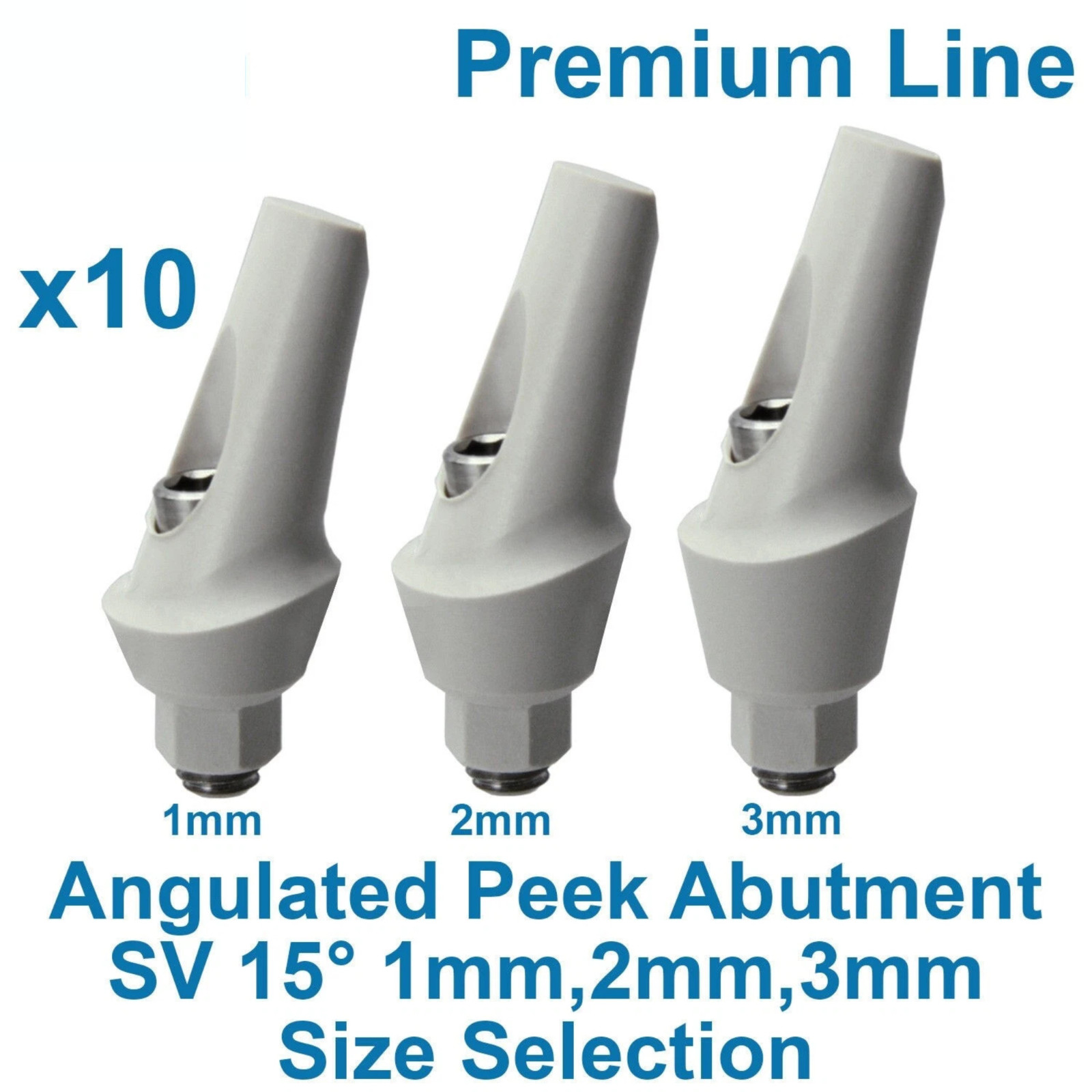 10 Dental Fixture PEEK Anatomic Angulated Adapter Head15 Restoration 1-3mm