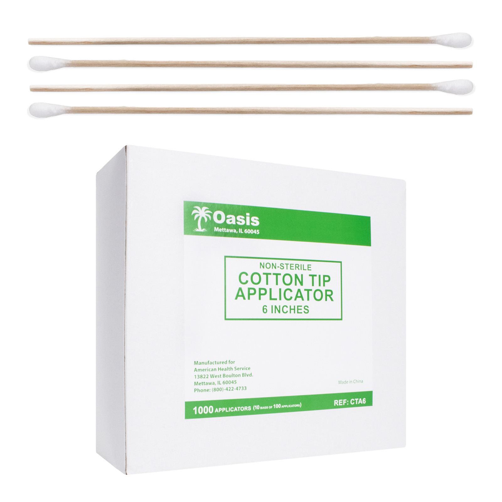 Cotton-Tipped Applicators, 6″ Length, 1000/Box