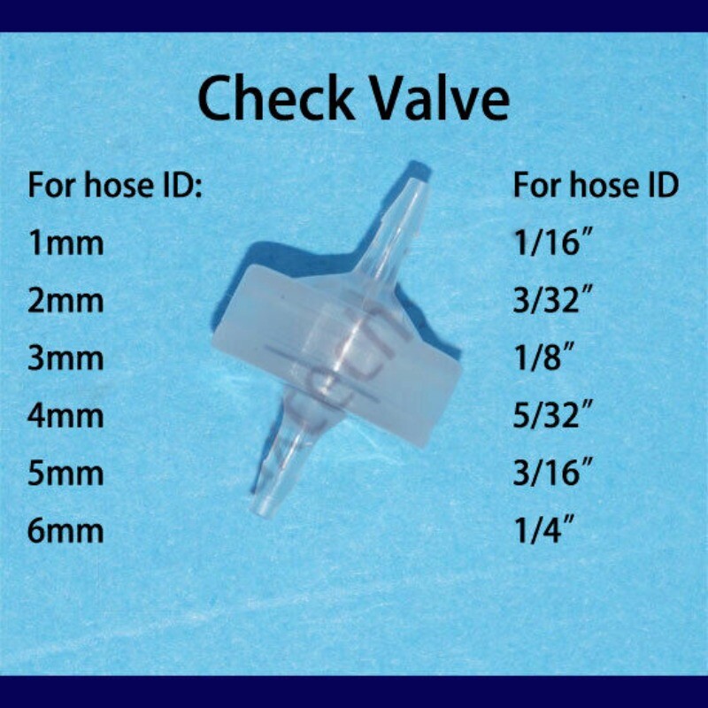 2/3/4/5/6mm Inline Plastic Check Valve 1/16 3/32 1/8 3/16 inch in Hose Barb
