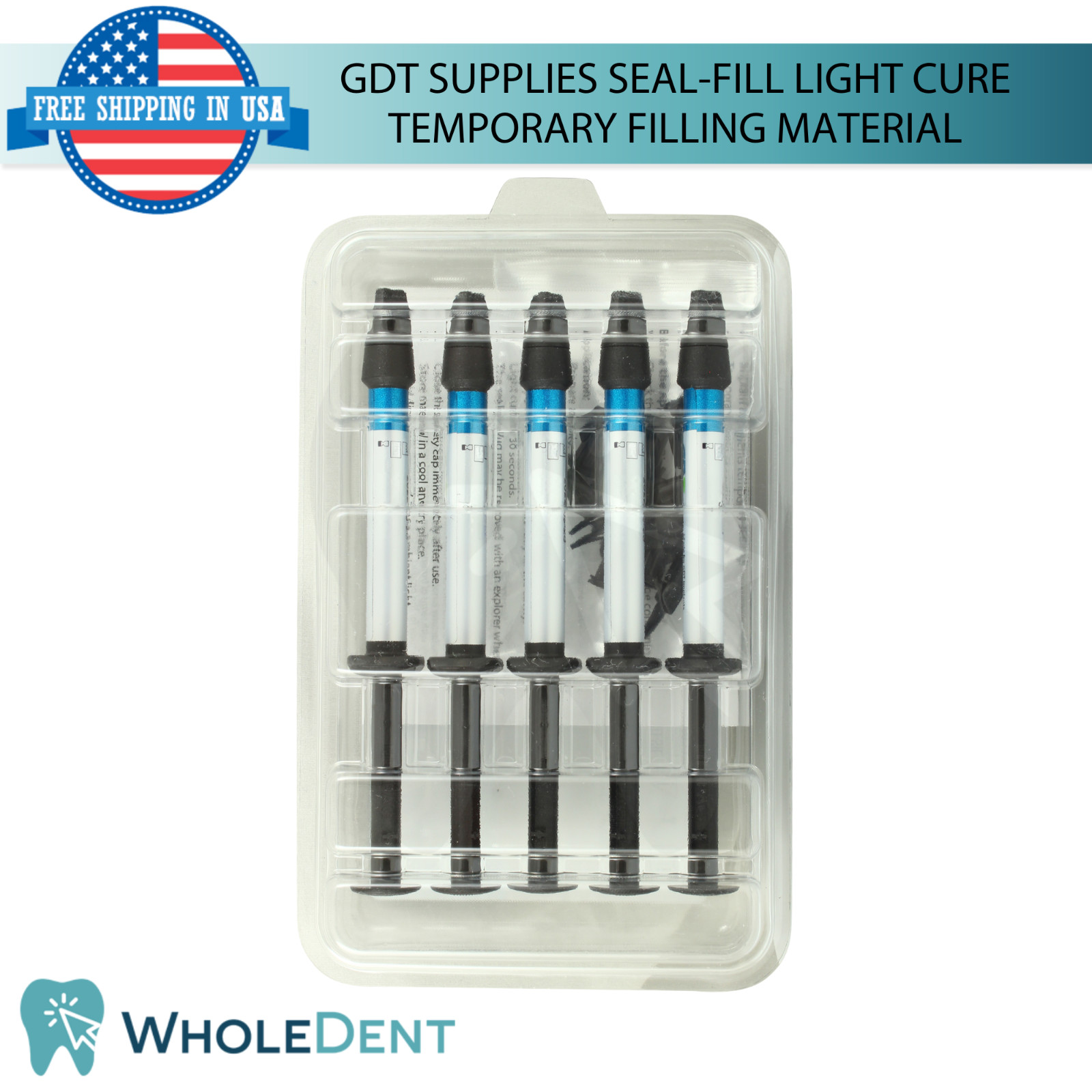 Denta Seal-Fill Temporary Dental Filling Material 5 Syringes Cavity Sealer 2g
