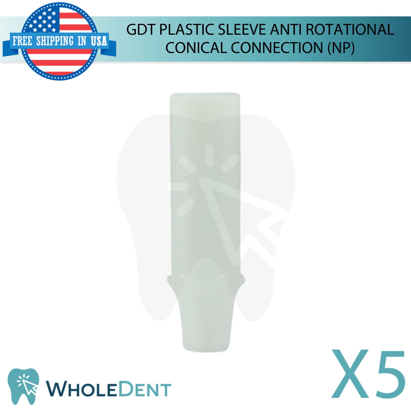 5X GDT Plastic Sleeve Anti Rotational Conical Connection Narrow Platform Ø4.0mm