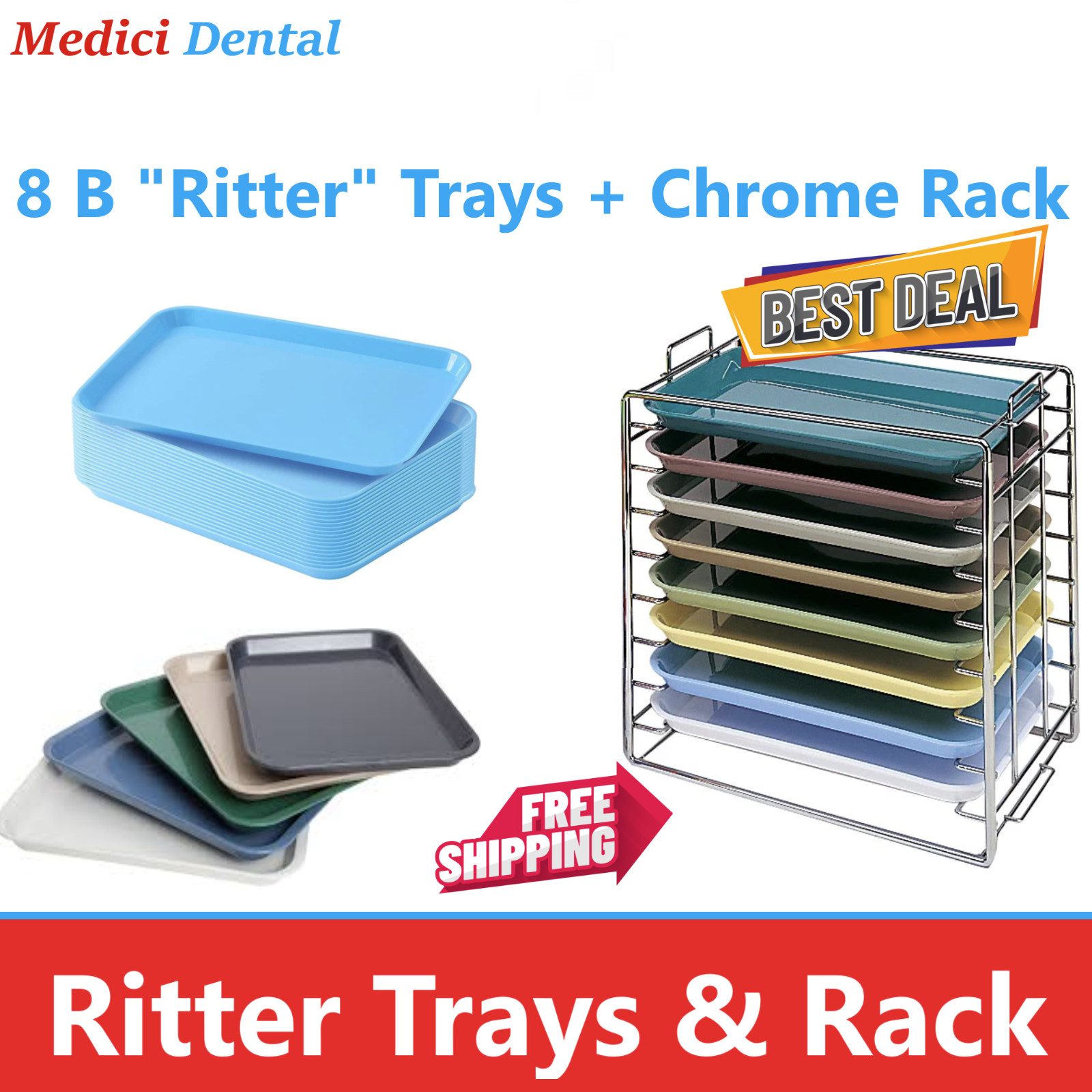 Dental B Tray Rack (Ritter) B Tray Holder Includes +8 Ritter B Trays Assorted