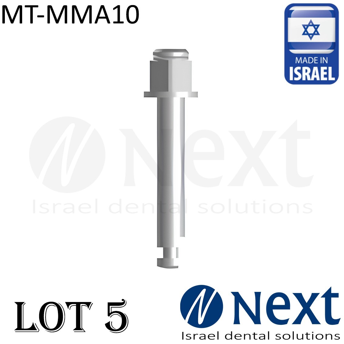 Lot x 5 MIS UNO Narrow external hex RA implant carrier screw driver key MT-MMA10