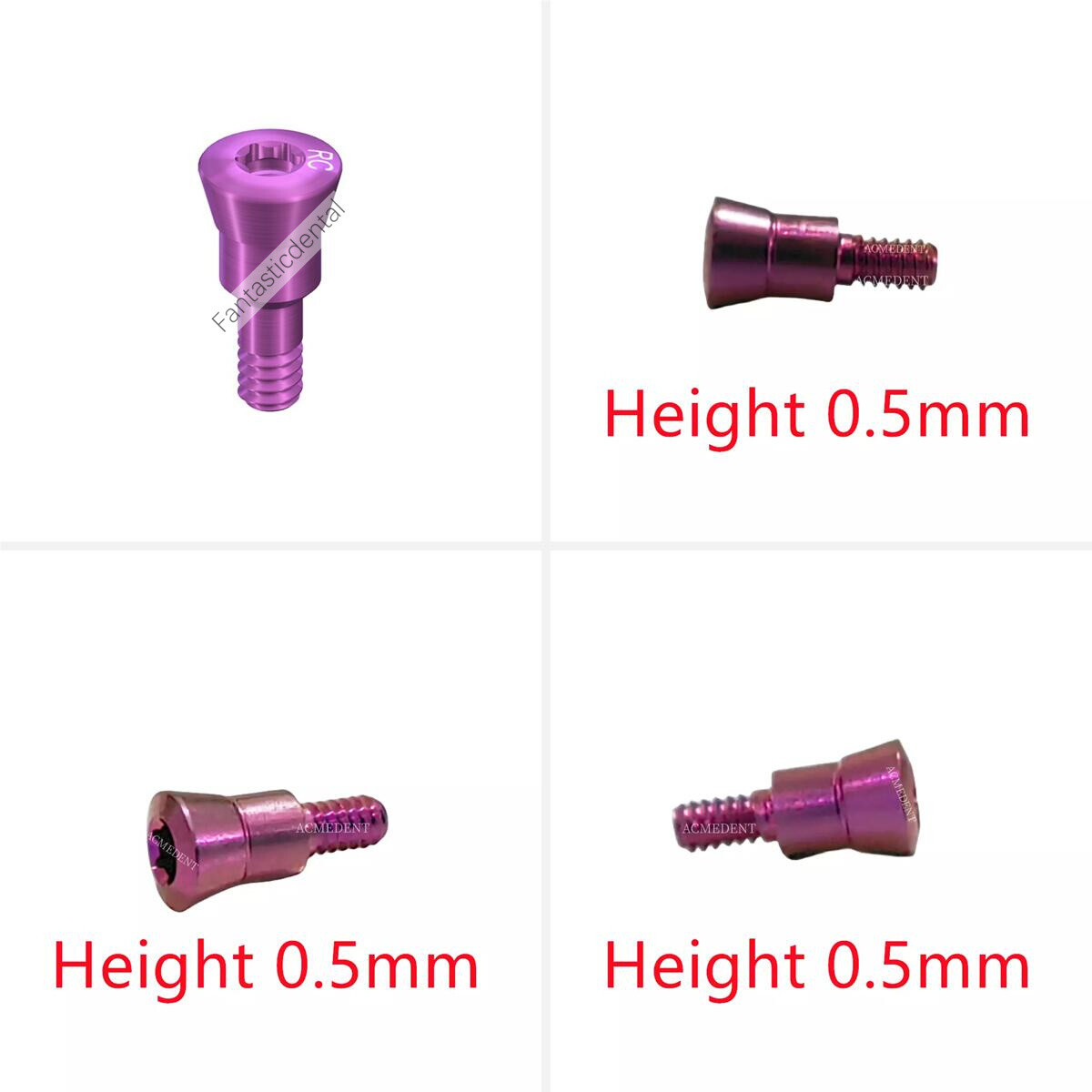 2 Pcs Dental RC Closure Screw Healing Cap Abutment Height 0mm 0.5mm