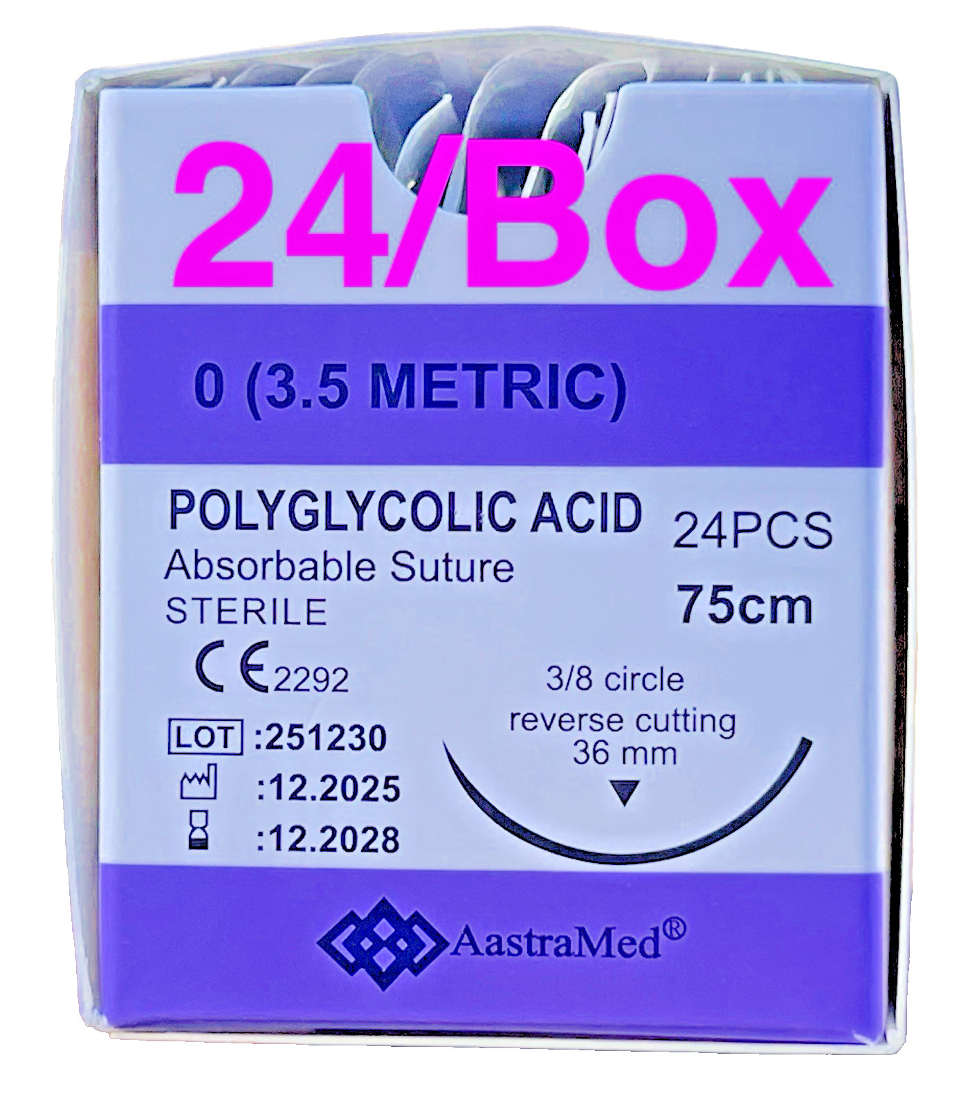 0/0 PGA Suture, 48ct (2 Boxes) Polyglycolic Acid Veterinary Dental Surgical