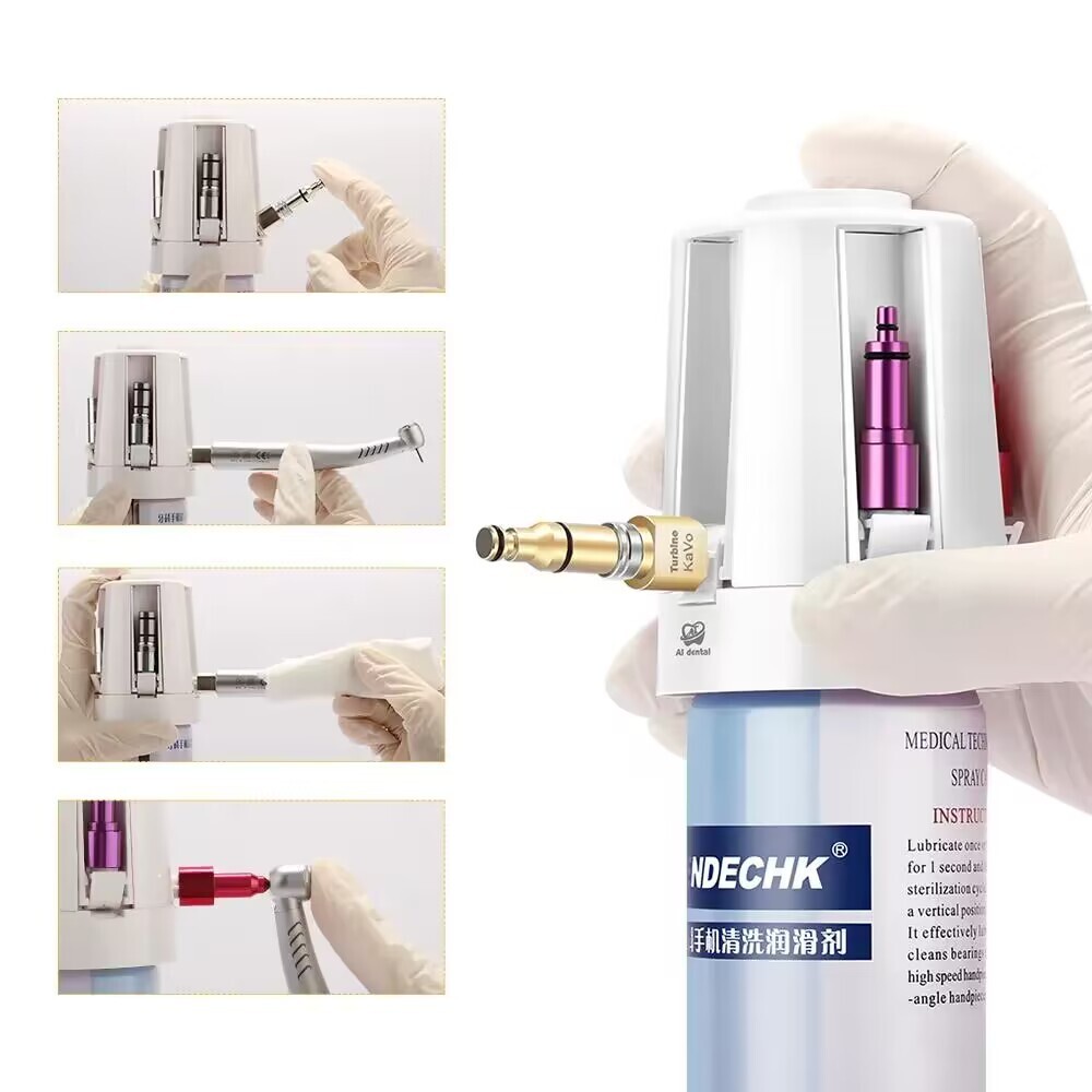 Mini Dental Handpiece Oil Lubricator Portable Oil Spray Cover with 5 Adapters US