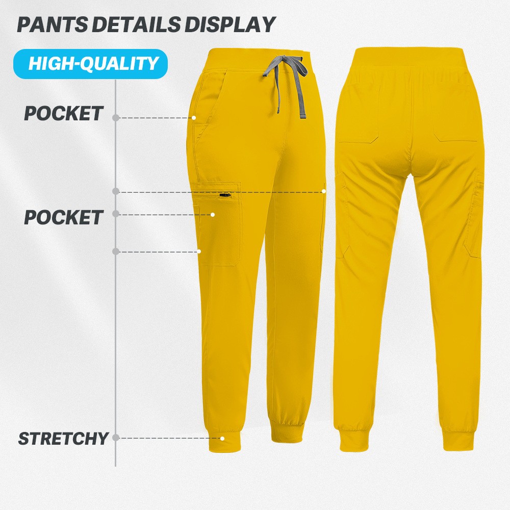 Women’s V-Neck Medical Uniform Scrub Set with Modern Yoga Waistband Jogger Pants