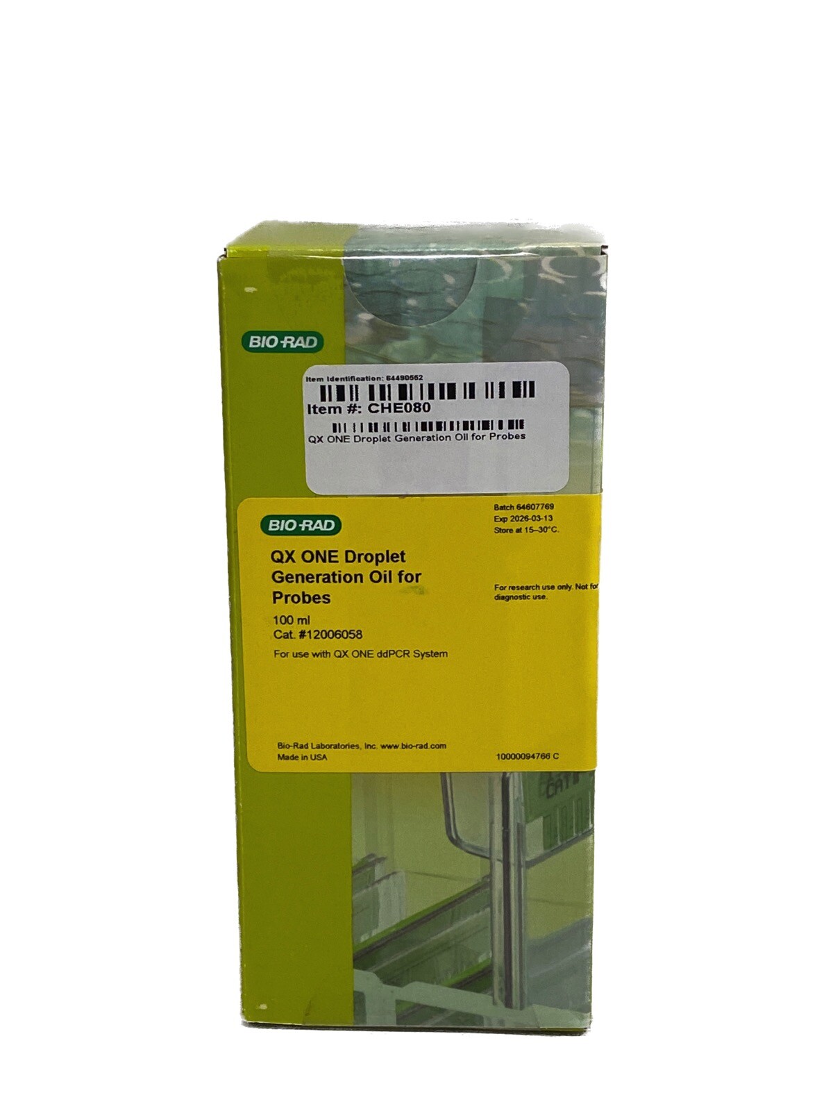 BIO-RAD 100mL QX ONE ddPCR System Droplet Generation Oil for Probes 12006058