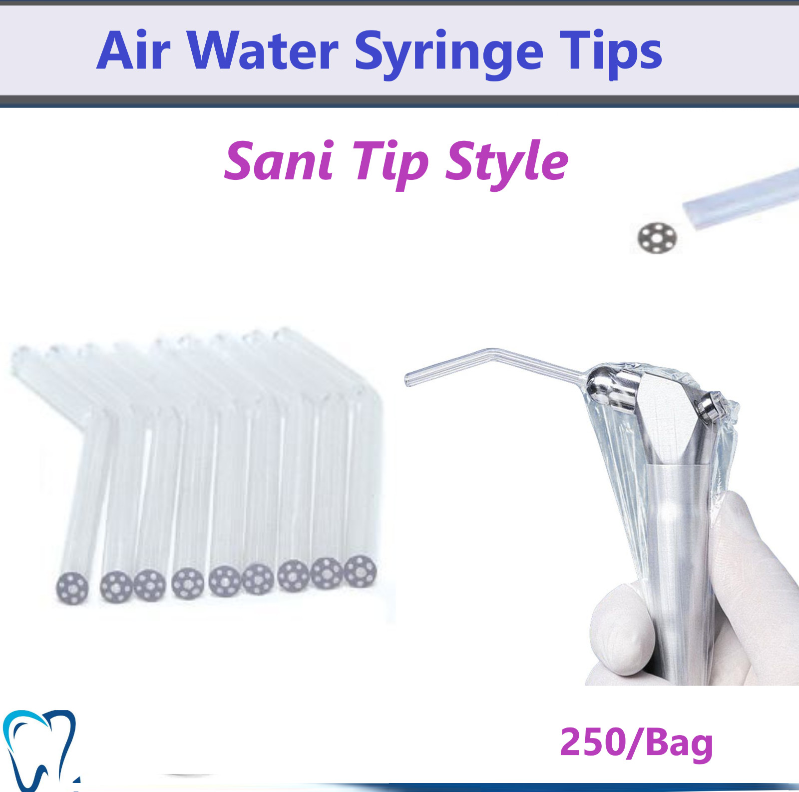 Dental SANI-TIP Air Water Syringe Tips 7 Chanel Syringe Tips, (250pcs/bag)