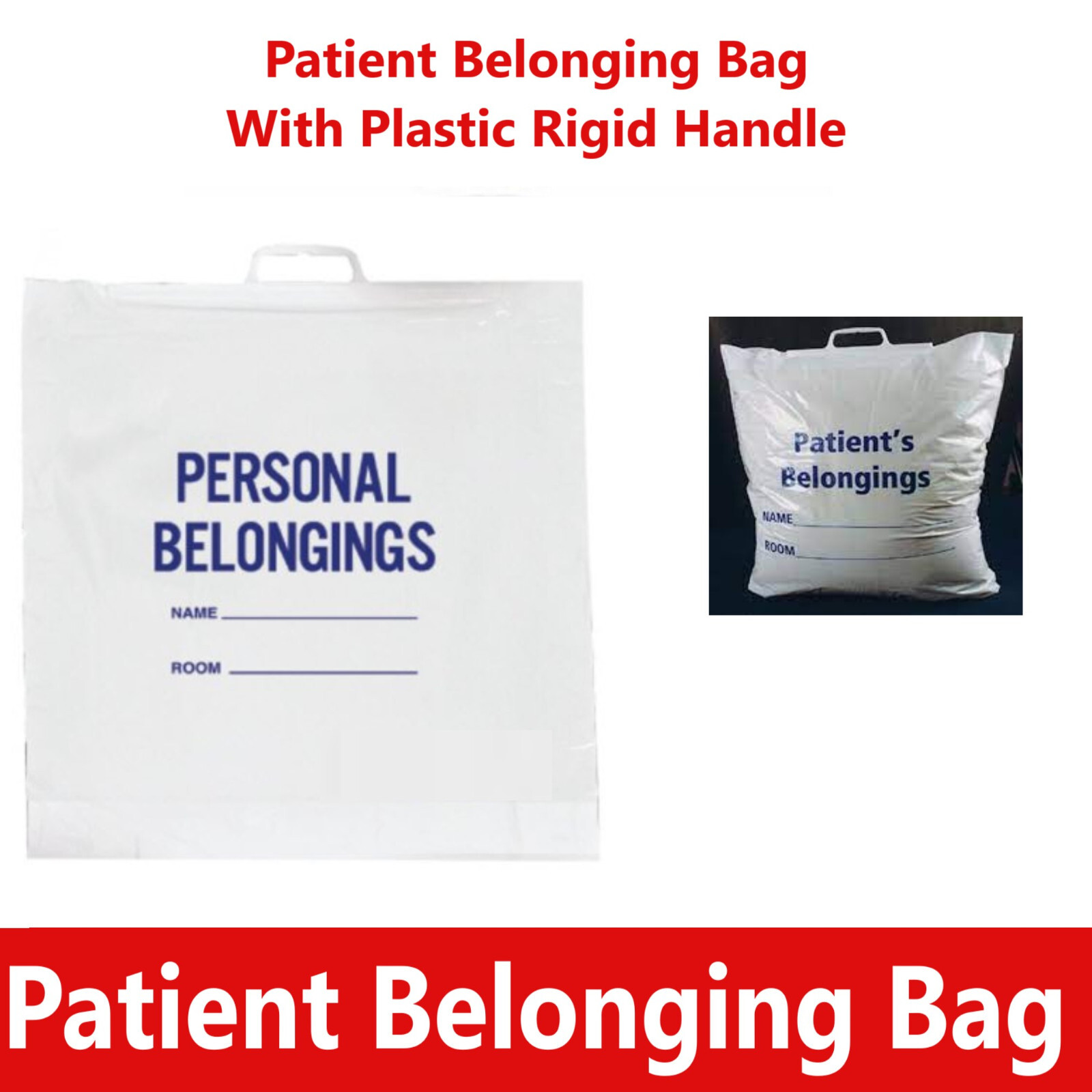 Dental Medical Patient Belonging Bag, Patient Bag with Rigid Handle Upto 250/cs