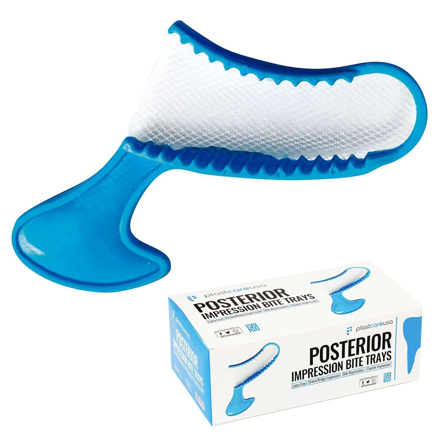 plastcareusa Bite Registration Trays, Posterior, Blue, 50/Box