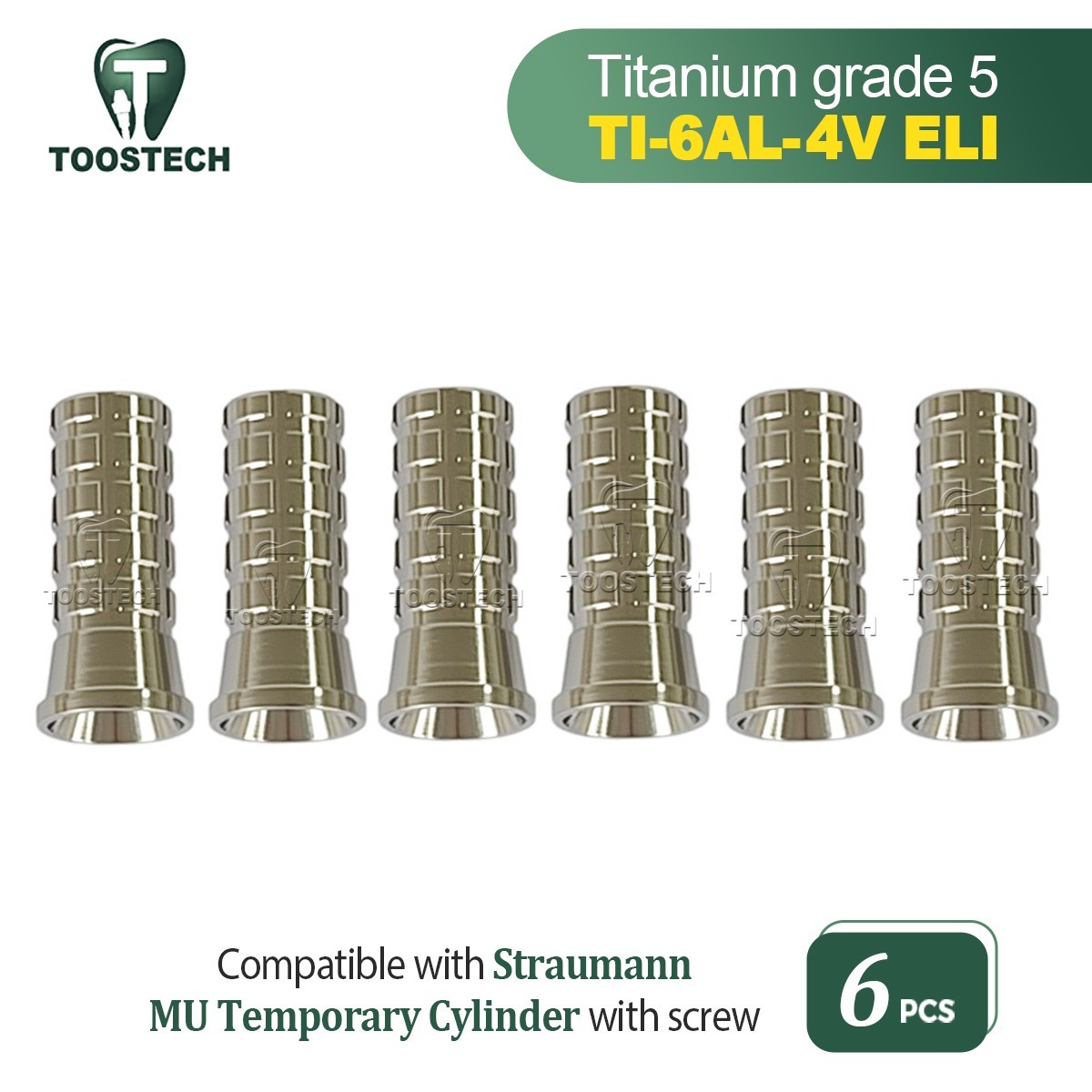 6pcs Multi Unit Ti Temporary cylinder fits Straumann Bone level platform RC NC