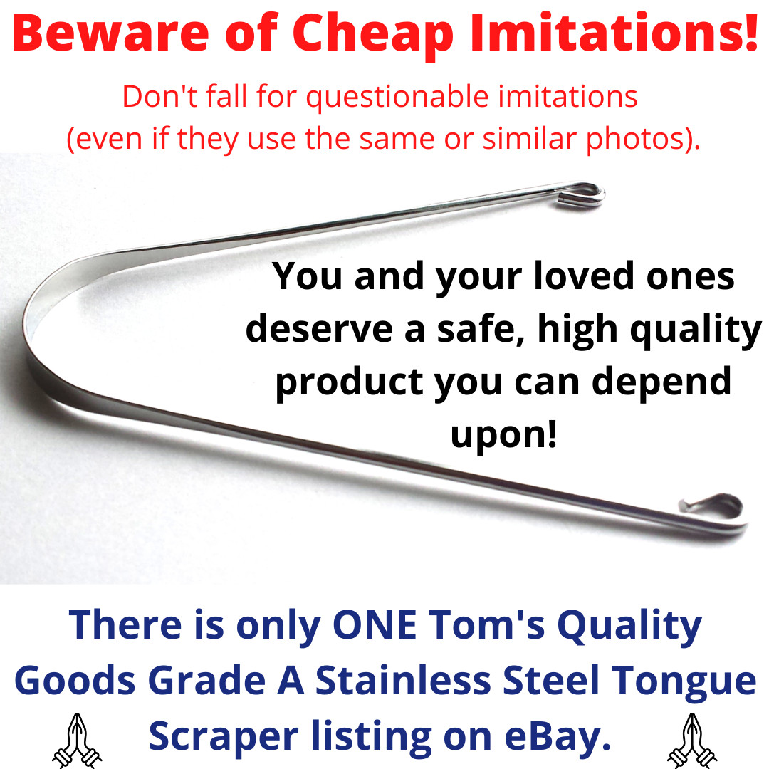 Tongue Scraper Cleaner STAINLESS STEEL GRADE A Brush NO COPPER/PLASTIC Metal USA