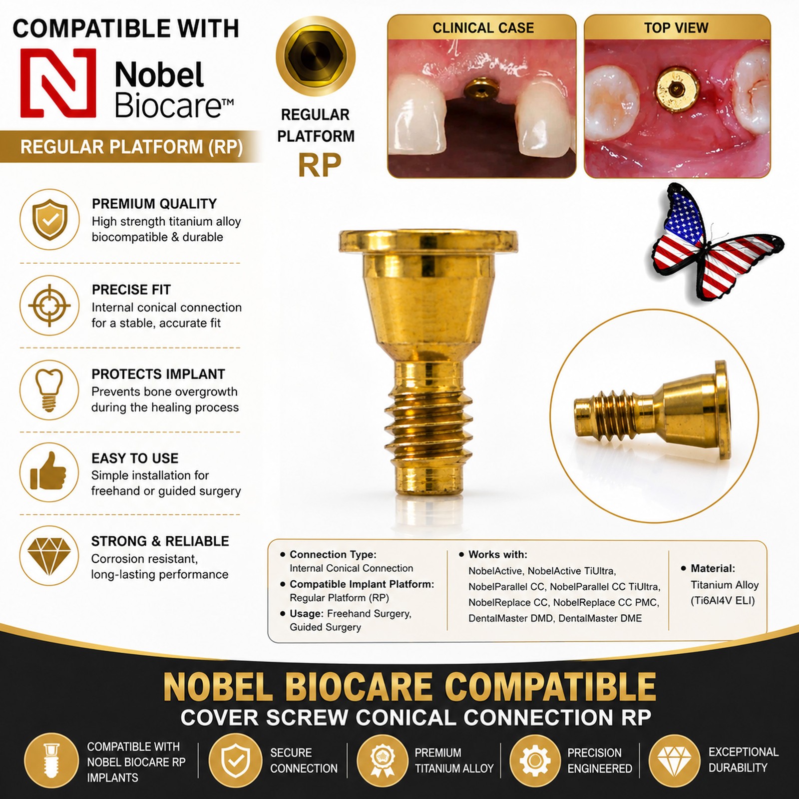 Dental RP NP Healing Abutment Compatible NobelActive Internal Conical Connection
