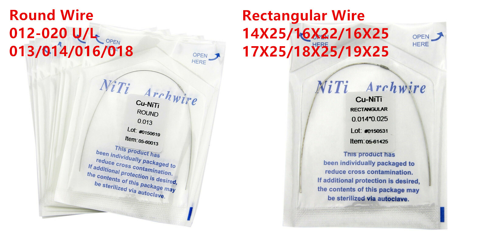 Dental Orthodontic Copper Cu-Niti Wires Arch Wire Rectangular Round Damon Type