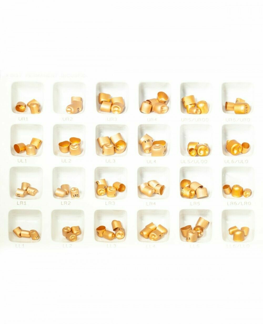 5-TemGold 1st Permanent Upper & Lower Bicupsid Gold Aluminum Temporary Crown DSC