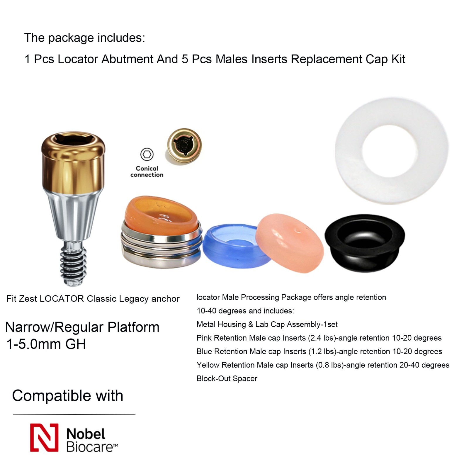 Implant Locat0r Abutment NP/RP, Fit For Nobel Biocare Active ,AH=1/2/3/4/5.0mm